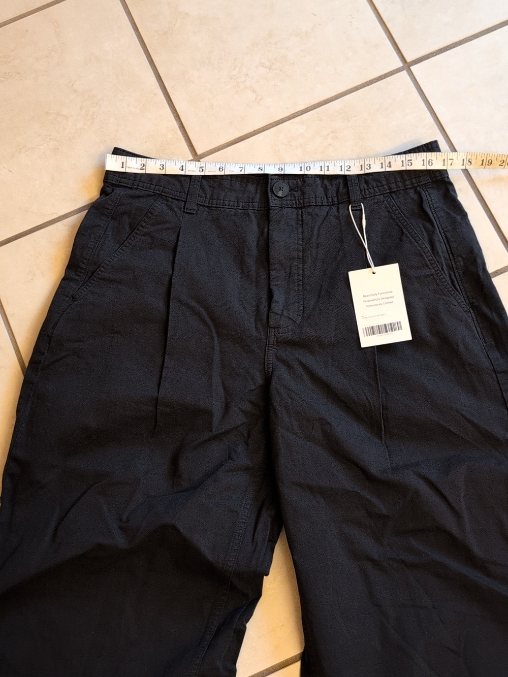 NWT Everlane The Everywhere Pant Pleated Barrel Leg Black Organic Cotton Size 12 - Picture 8 of 15